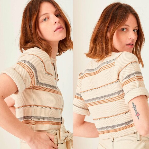 SESSUN Oumazza Crop Cardigan Knit Top - Picture 2 of 4